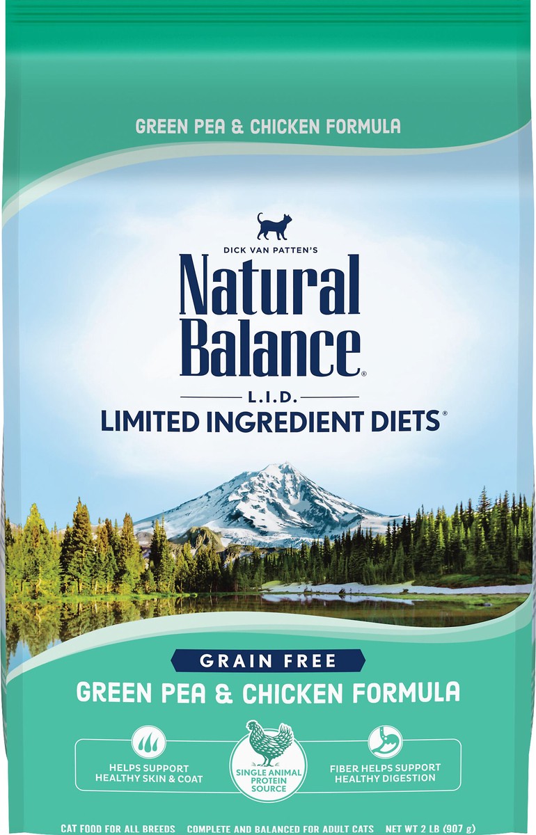 slide 6 of 7, Natural Balance L.I.D. Limited Ingredients Diet Grain Free Green Pea & Chicken Formula Cat Food 2 lb, 2 lb