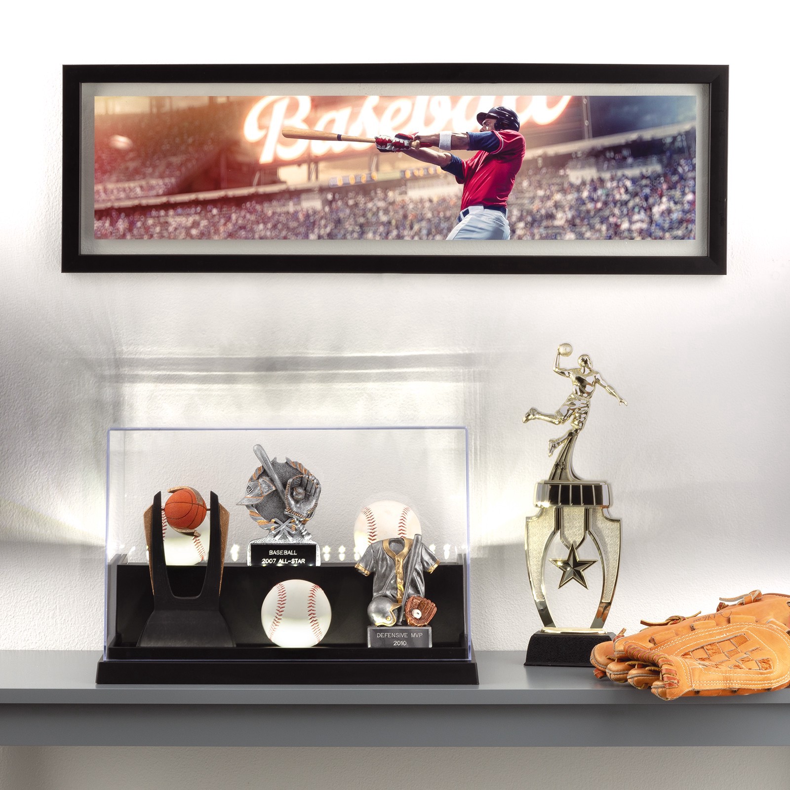 slide 5 of 7, Two-Tiered Led Display Case By Studio Decor, 15 in x 10 in x 9.5 in