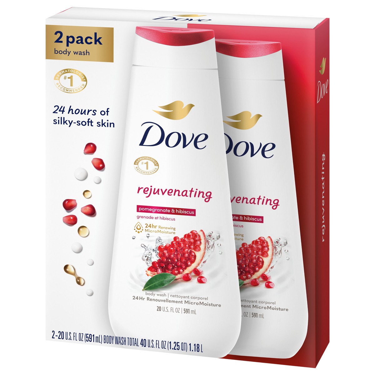 slide 9 of 11, Dove Rejuvenating Pomegranate & Hibiscus Body Wash, 2 ct