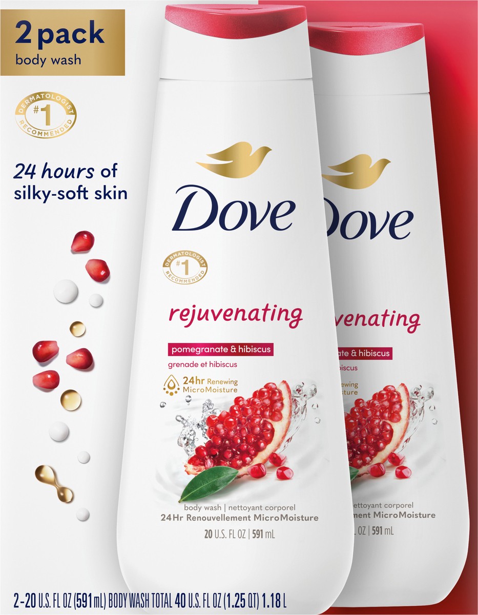 slide 10 of 11, Dove Rejuvenating Pomegranate & Hibiscus Body Wash, 2 ct