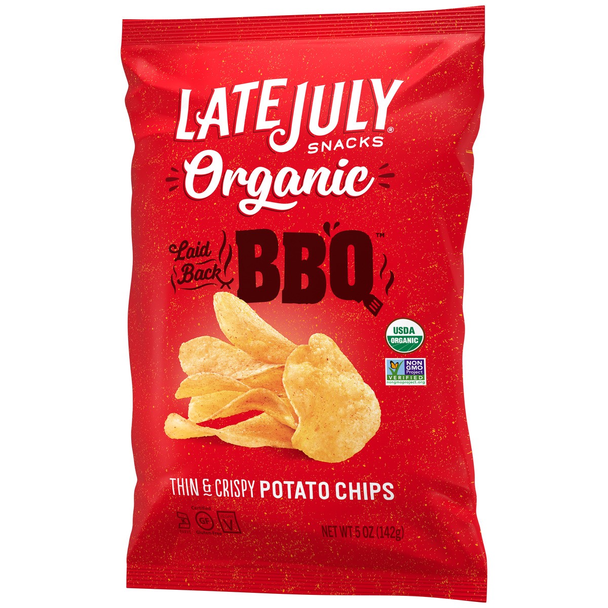 slide 2 of 9, Late July Snacks Barbeque Organic Potato Chips, 5 oz