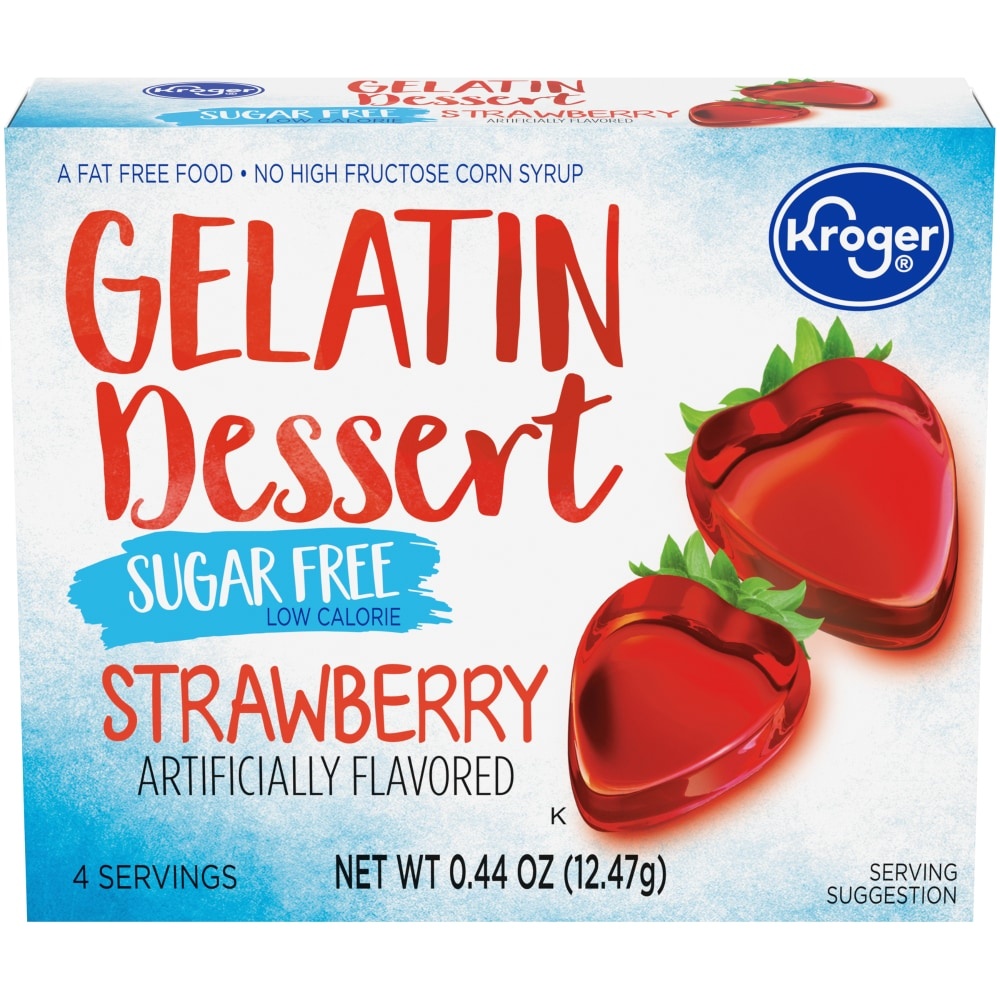 slide 1 of 1, Kroger Sugar Free Strawberry Gelatin Dessert Mix, 0.44 oz