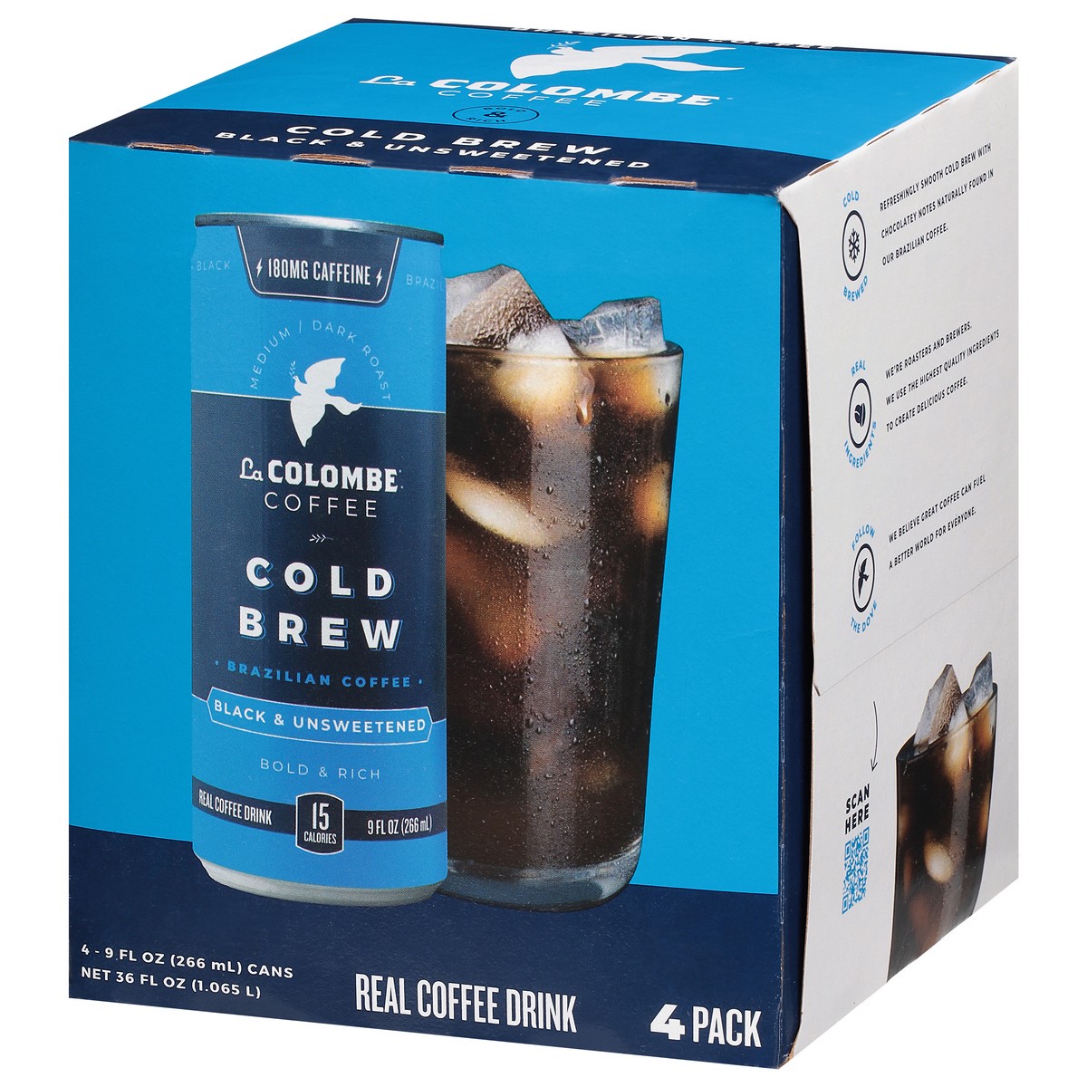 slide 9 of 14, La Colombe Coffee, Cold Brew Black Unsweetened, 9 fl oz Cans, 4 Pack, 4 ct