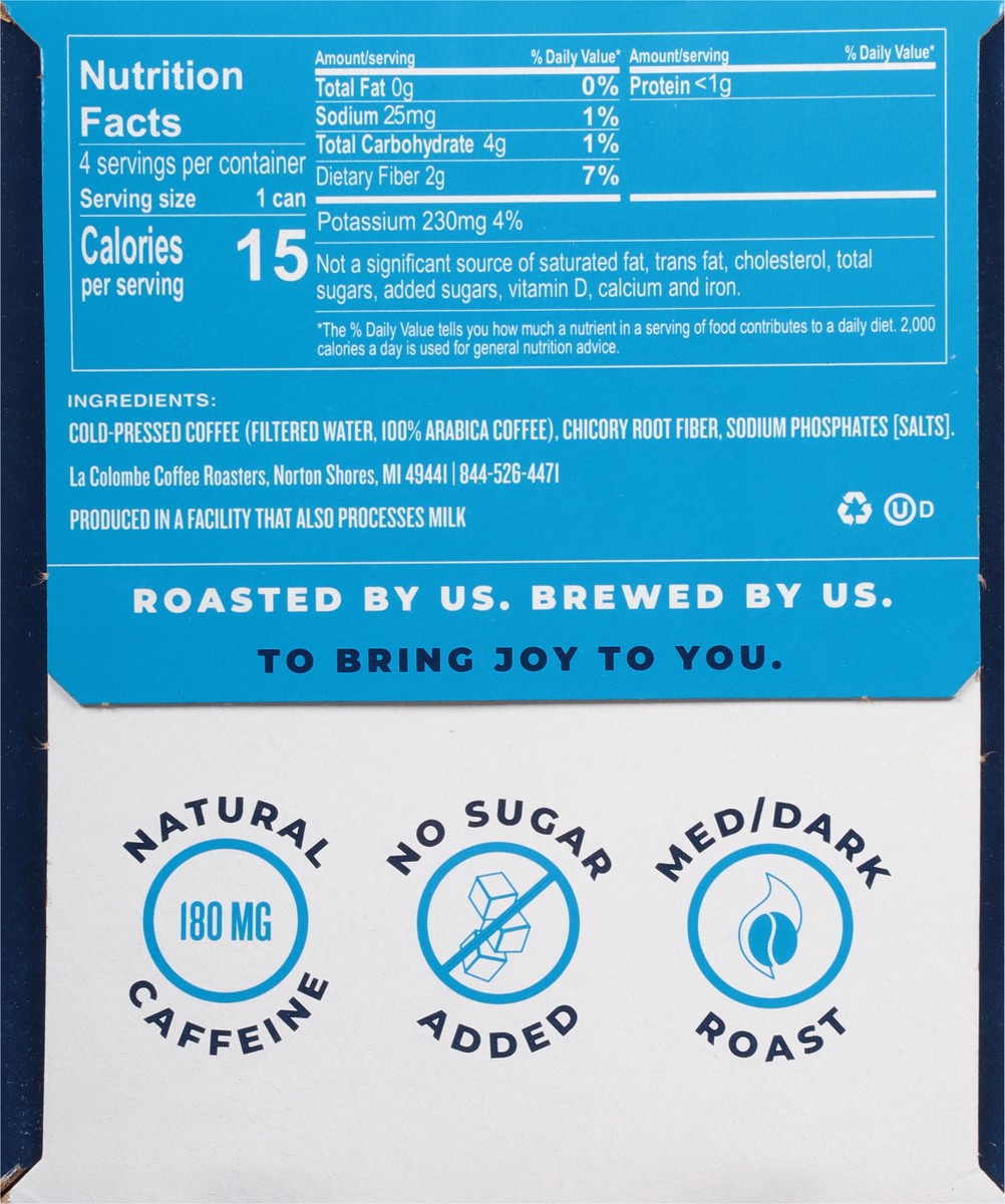 slide 10 of 14, La Colombe Coffee, Cold Brew Black Unsweetened, 9 fl oz Cans, 4 Pack, 4 ct