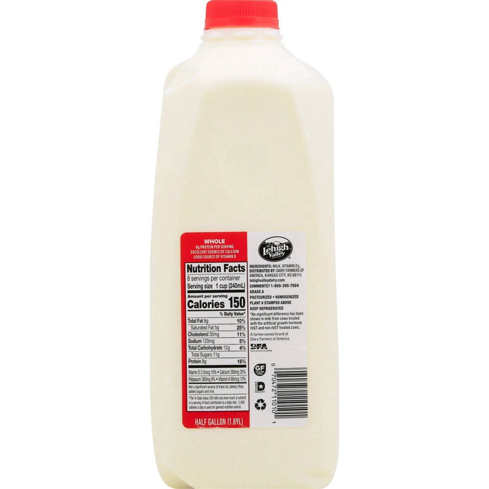 slide 2 of 5, Lehigh Valley Dairy Farms Vitamin D Whole Milk 0.5 gal, 64.1 ct
