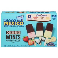 Helados Mexico Choco Dipped Assorted Minis Ice Cream Variety Pack - 12 Bars, 1.25 fl oz Each
