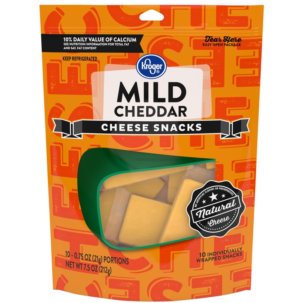 slide 1 of 1, Kroger Cow Pals Mild Cheddar Snack Cheese, 7.5 oz