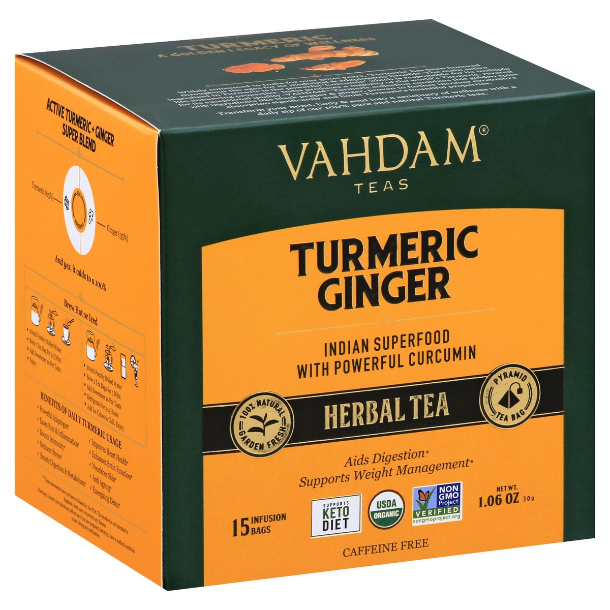 slide 6 of 10, Vahdam Tea Bag Turmeric Ginger Herbal Tea - 15 ct, 15 ct
