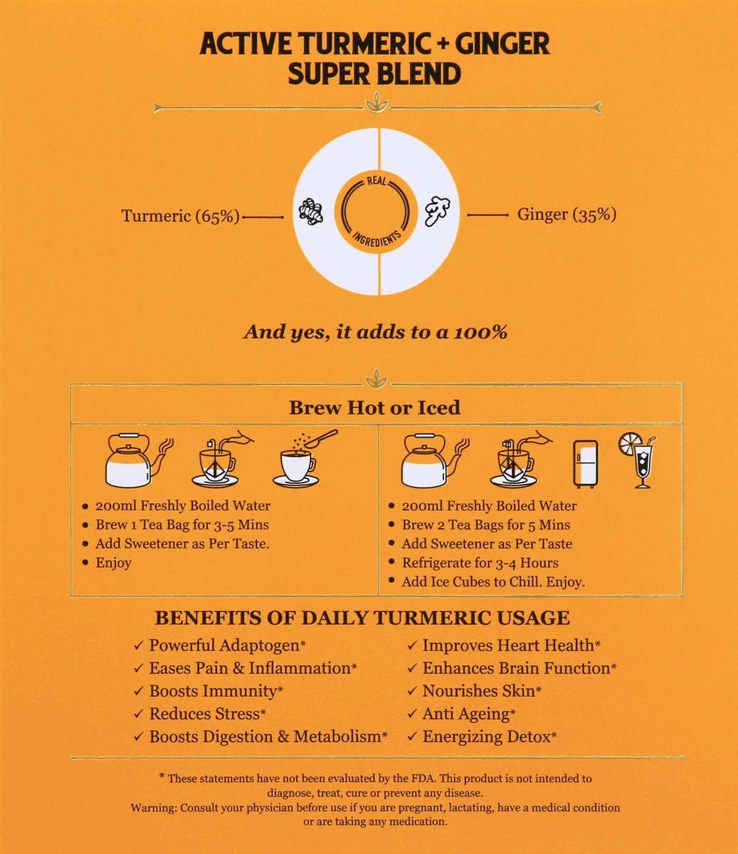 slide 9 of 10, Vahdam Tea Bag Turmeric Ginger Herbal Tea - 15 ct, 15 ct