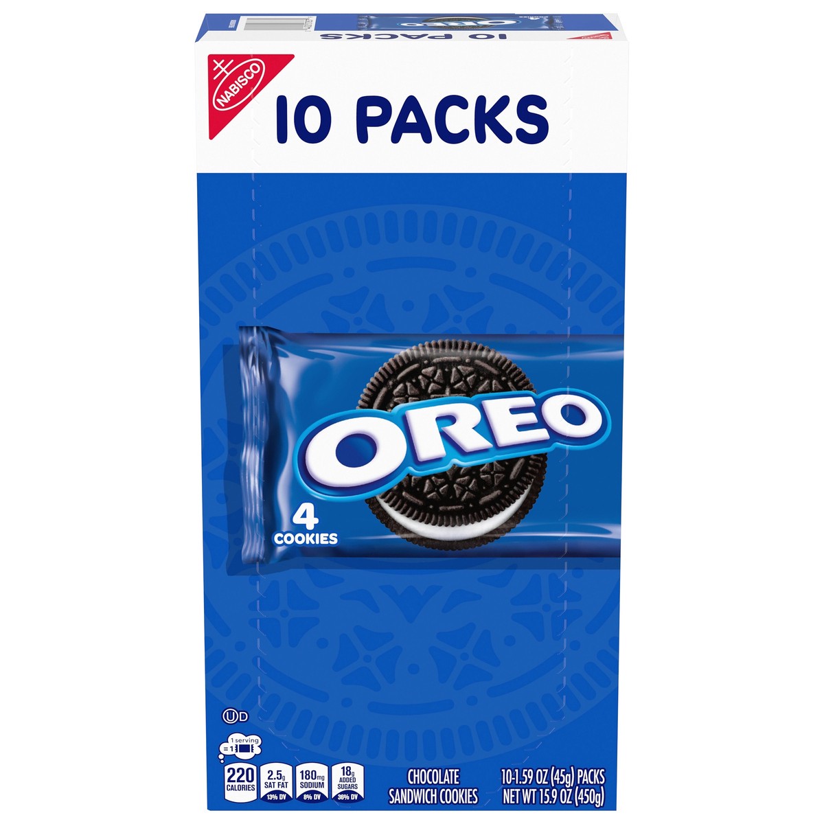 slide 1 of 14, OREO Chocolate Sandwich Cookies, 10 Snack Packs (4 Cookies Per Pack), 15.9 oz