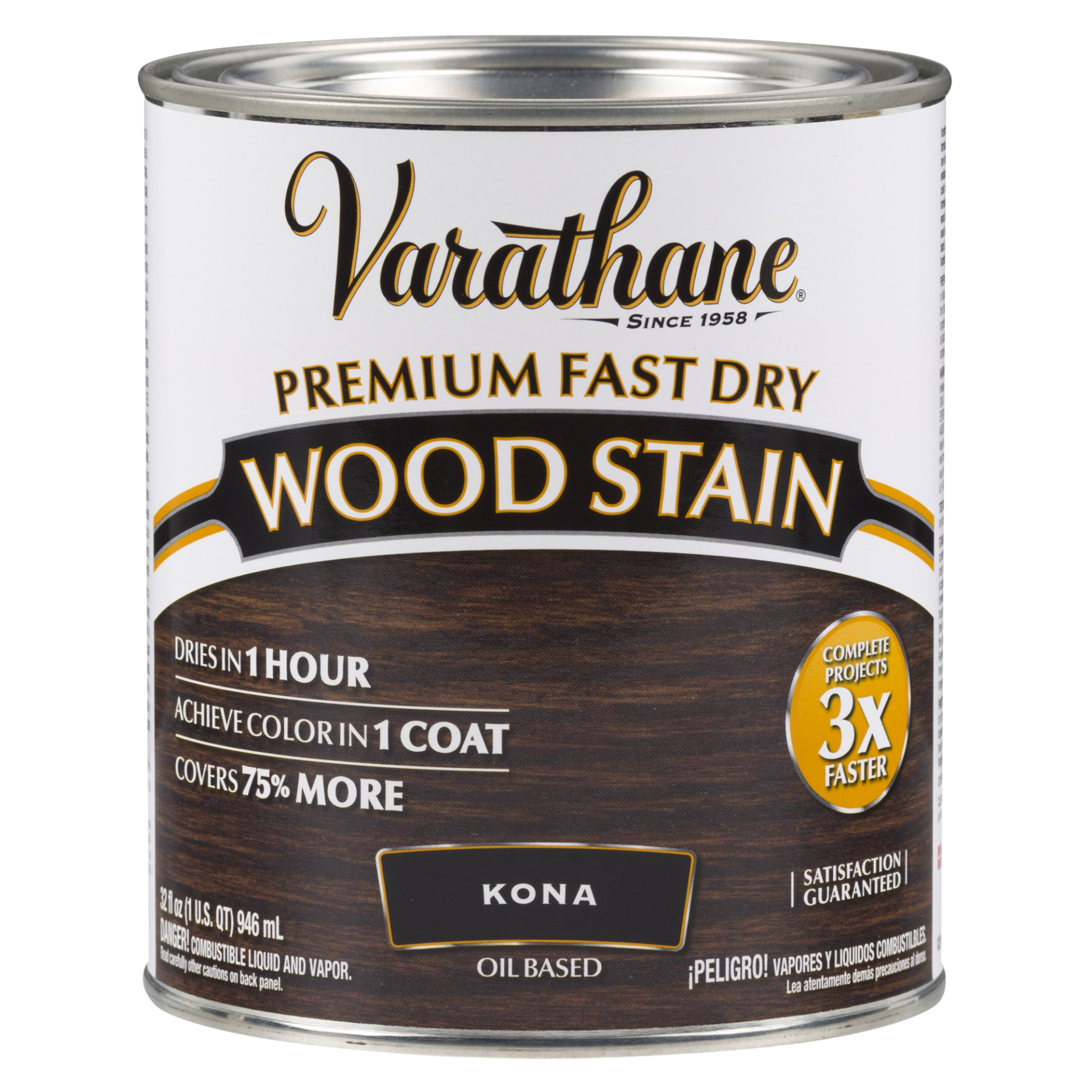 slide 1 of 5, Varathane Premium Fast Dry Wood Stain - 262010, Quart, Kona, 1 qt