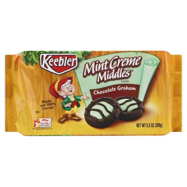slide 1 of 6, Keebler Mint Creme Middles Chocolate Graham Cookies, 9.5 oz