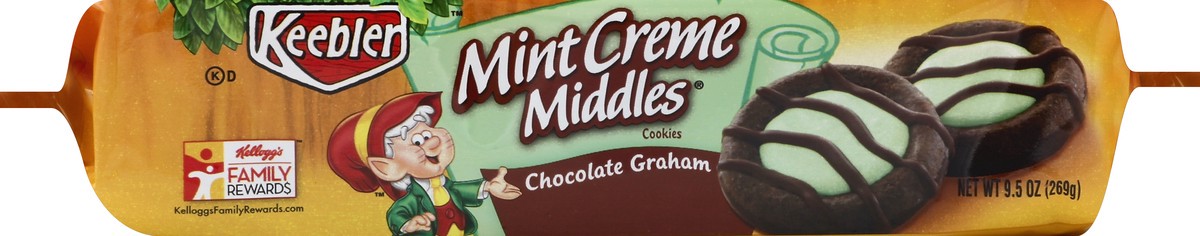 slide 4 of 6, Keebler Mint Creme Middles Chocolate Graham Cookies, 9.5 oz