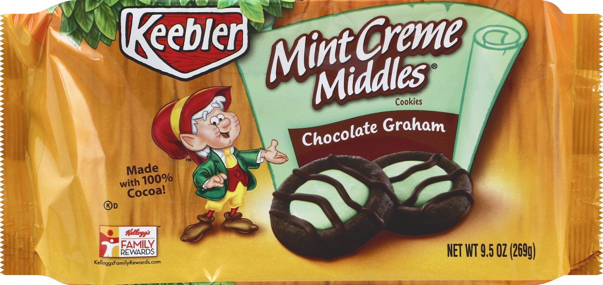 slide 5 of 6, Keebler Mint Creme Middles Chocolate Graham Cookies, 9.5 oz