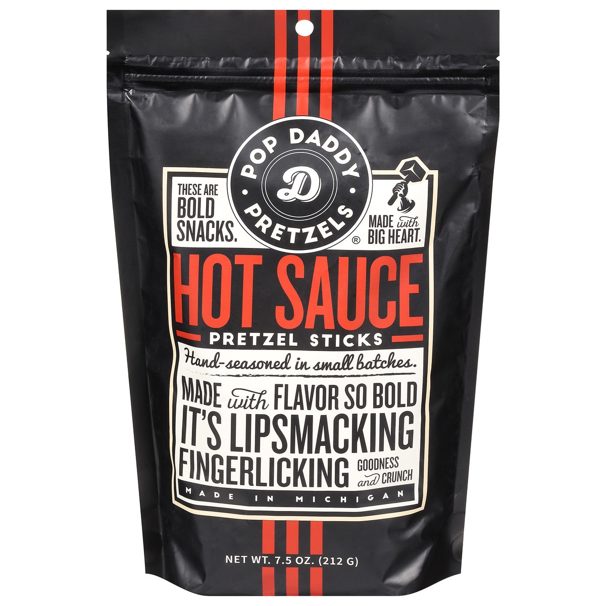 slide 1 of 13, Pop Daddy Popcorn Hot Sauce Pretzel Sticks, 7.5 oz