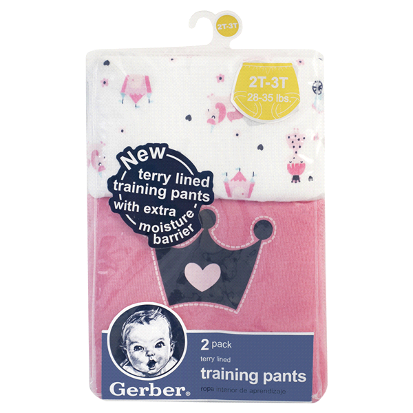 slide 1 of 1, Gerber Training Pants with Extra Moisture Barrier, Girl, 2 ct