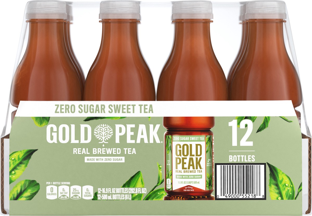 slide 8 of 12, Gold Peak Zero Sugar Sweet Tea Bottles, 16.9 fl oz, 12 Pack, 12 ct