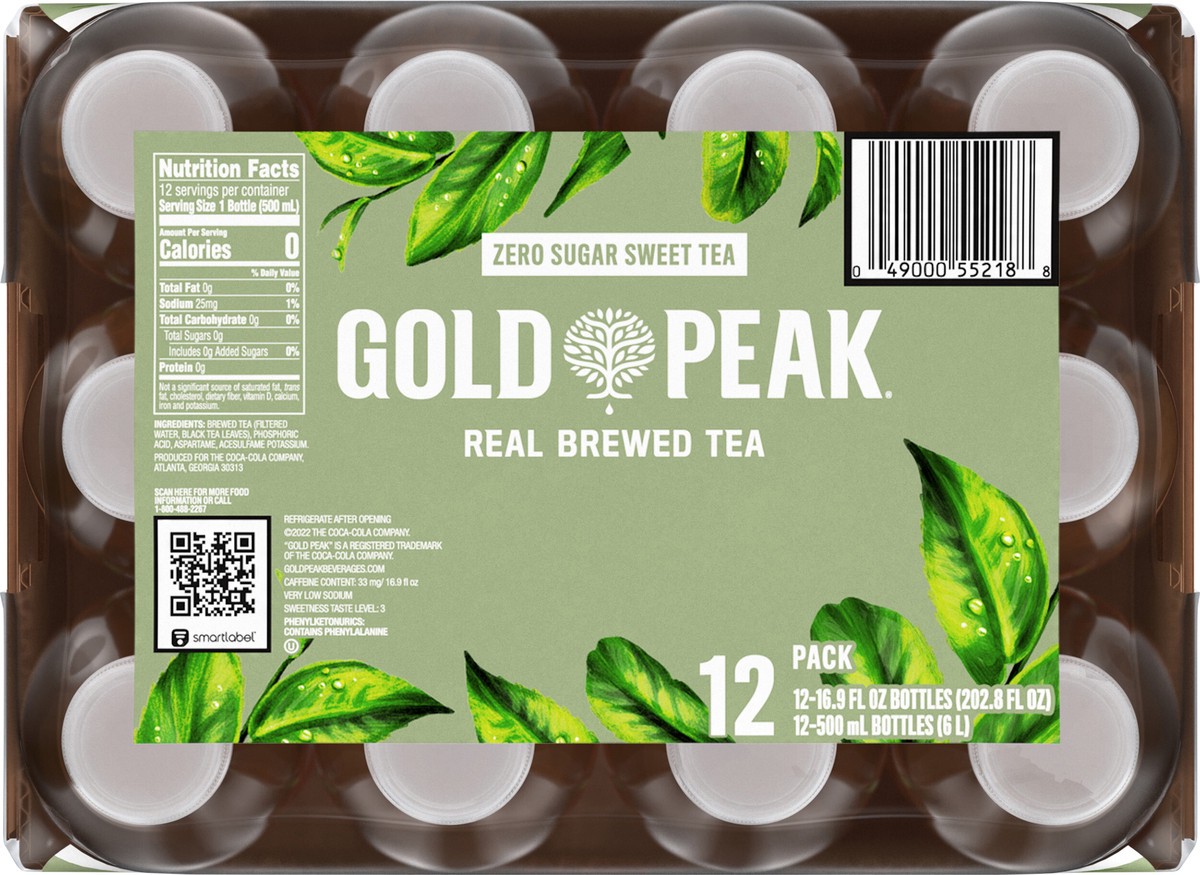 slide 10 of 12, Gold Peak Zero Sugar Sweet Tea Bottles, 16.9 fl oz, 12 Pack, 12 ct
