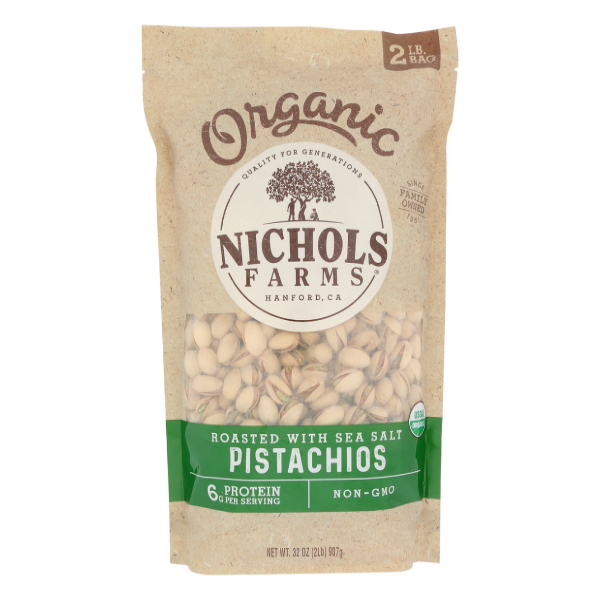 slide 1 of 1, Nichols Farms Organic Pistachios, 32 oz