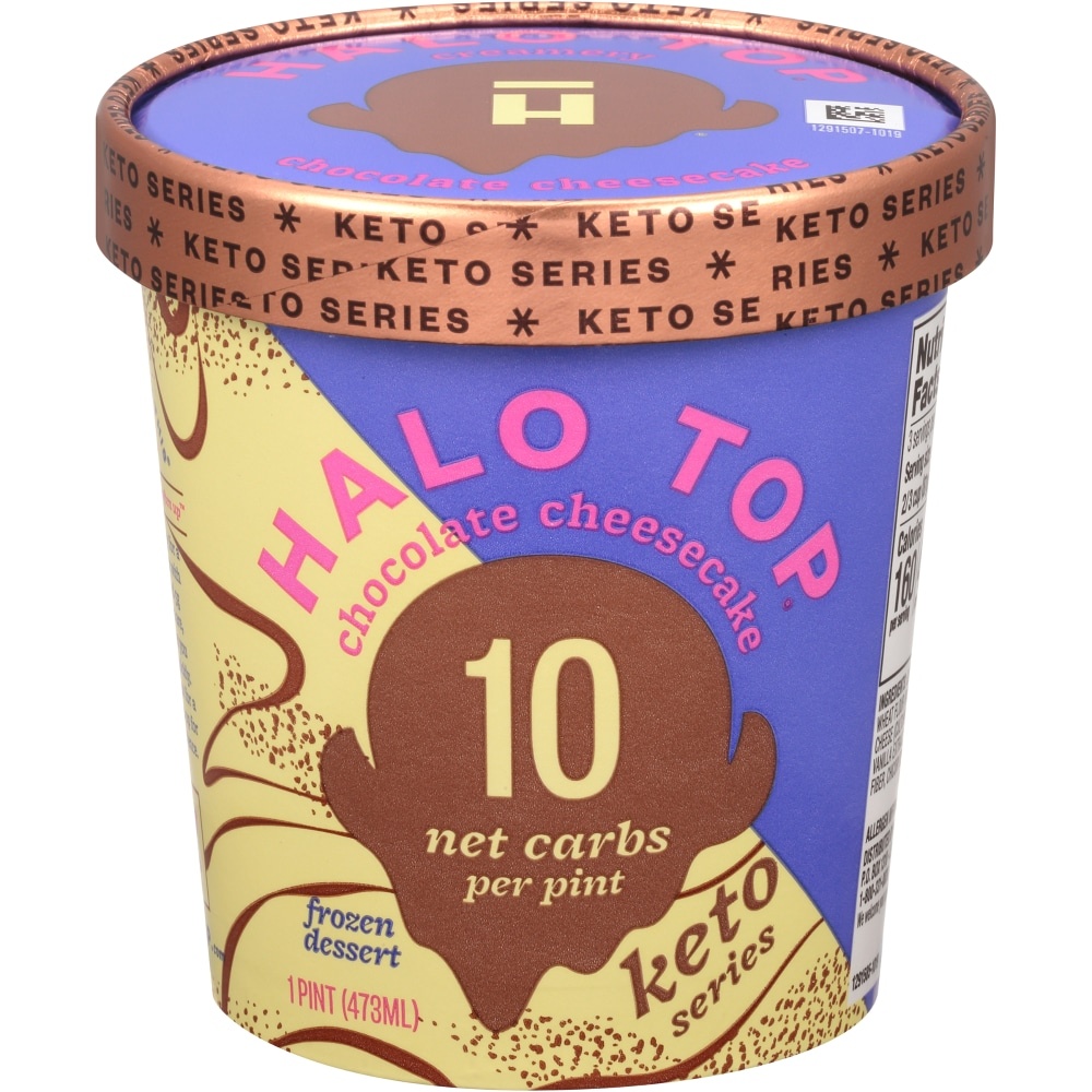 slide 1 of 4, Halo Top Creamery Keto Chocolate Cheesecake Frozen Dessert Pint, 16 oz