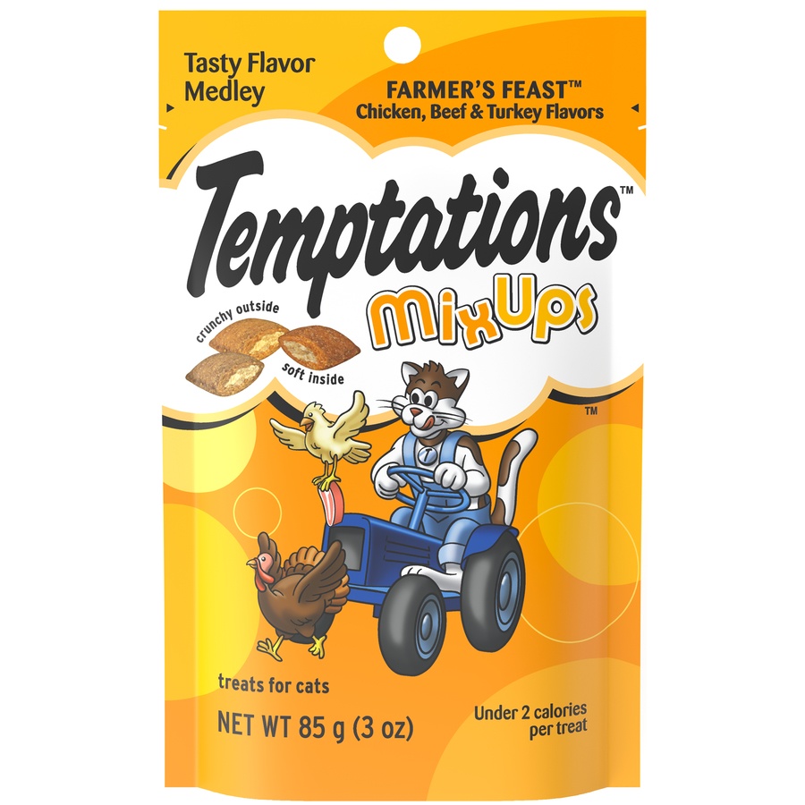 slide 1 of 9, Temptations Mixups Cat Treats Farmer's Feast, 3 oz