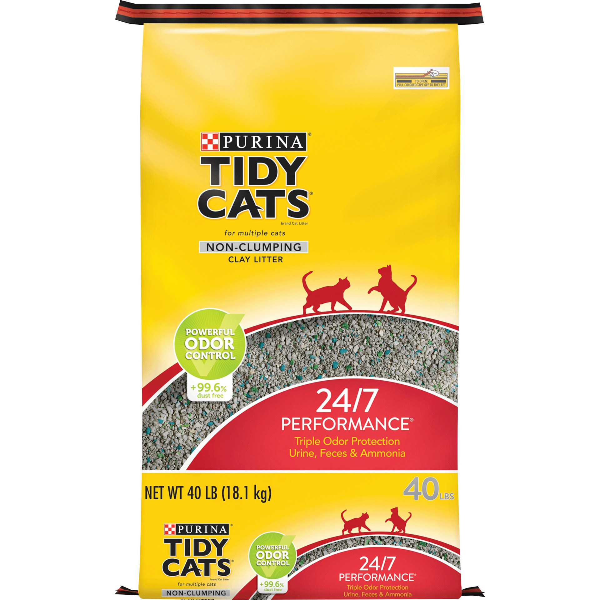 slide 1 of 9, Tidy Cats Purina Tidy Cats Non Clumping Cat Litter, 24/7 Performance Multi Cat Litter, 40 lb