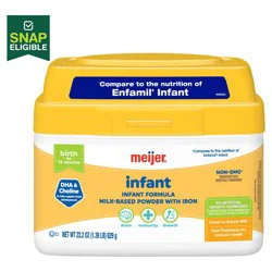 Meijer Infant Premium Baby Formula Milk-Based Powder With Iron, Easy To Digest, Inspired By Breast Milk, Hmo Immune Support, Dha, Non-Gmo, 22.2 Oz