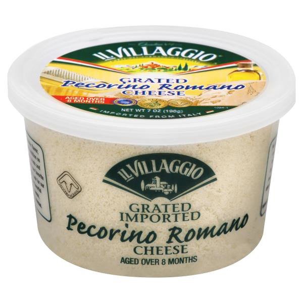 slide 1 of 1, Il Villaggio Pecorino Romano Cheese, Grated, Imported, Tub, 7 oz