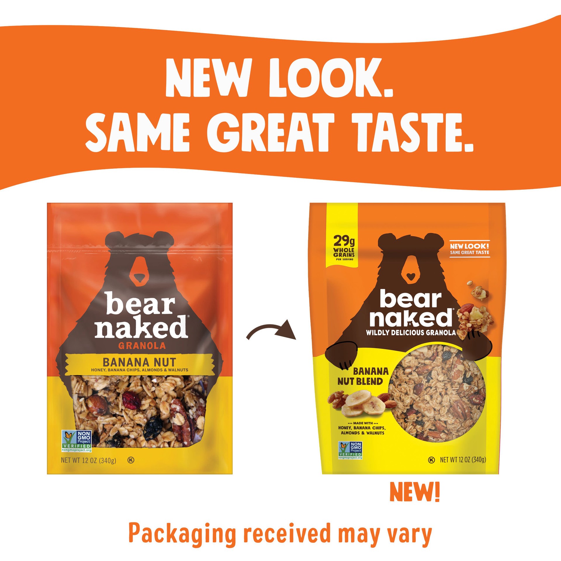slide 5 of 5, Bear Naked Granola Cereal, Whole Grain Granola, Breakfast Snacks, Banana Nut Blend, 12oz Bag, 1 Bag, 12 oz