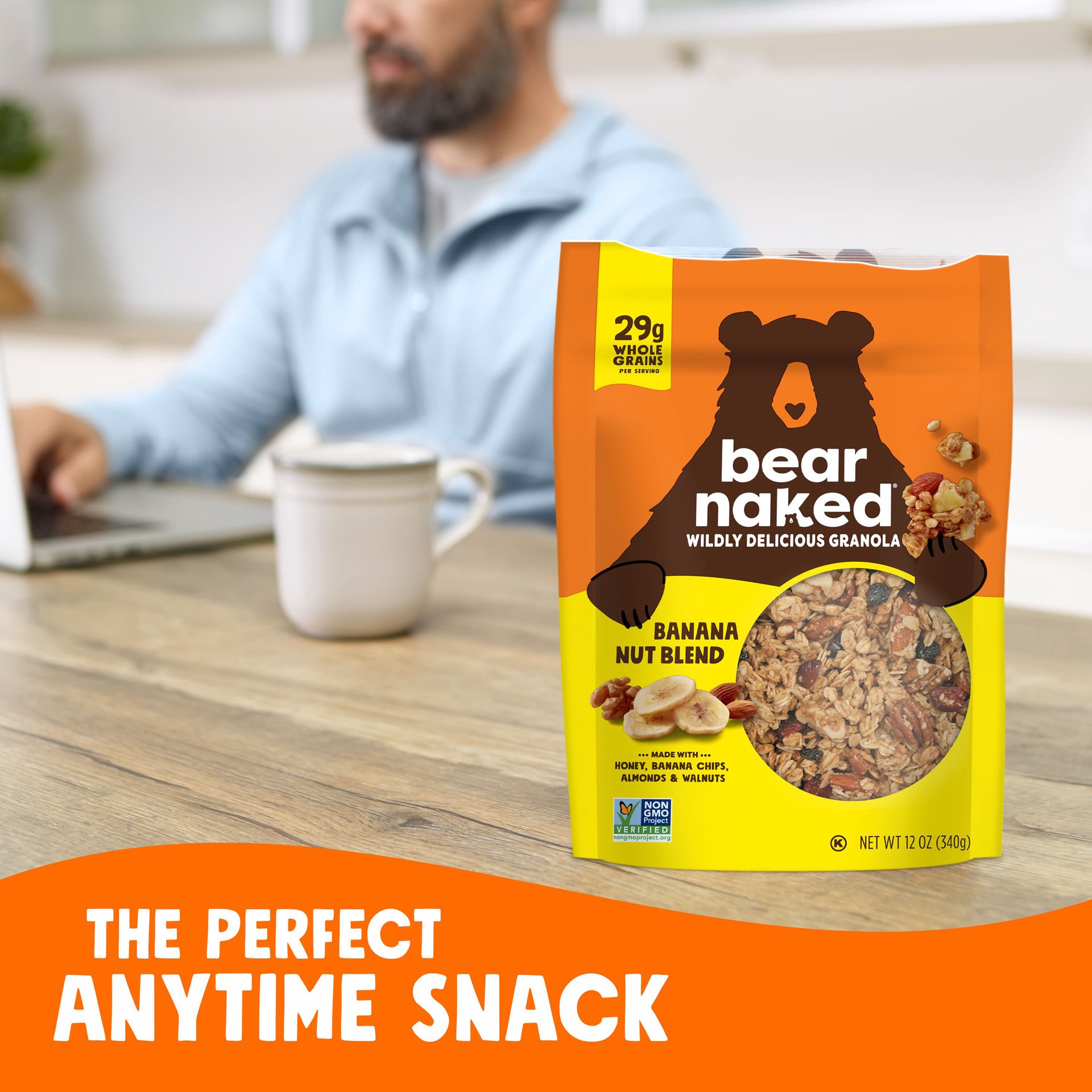 slide 4 of 5, Bear Naked Granola Cereal, Whole Grain Granola, Breakfast Snacks, Banana Nut Blend, 12oz Bag, 1 Bag, 12 oz
