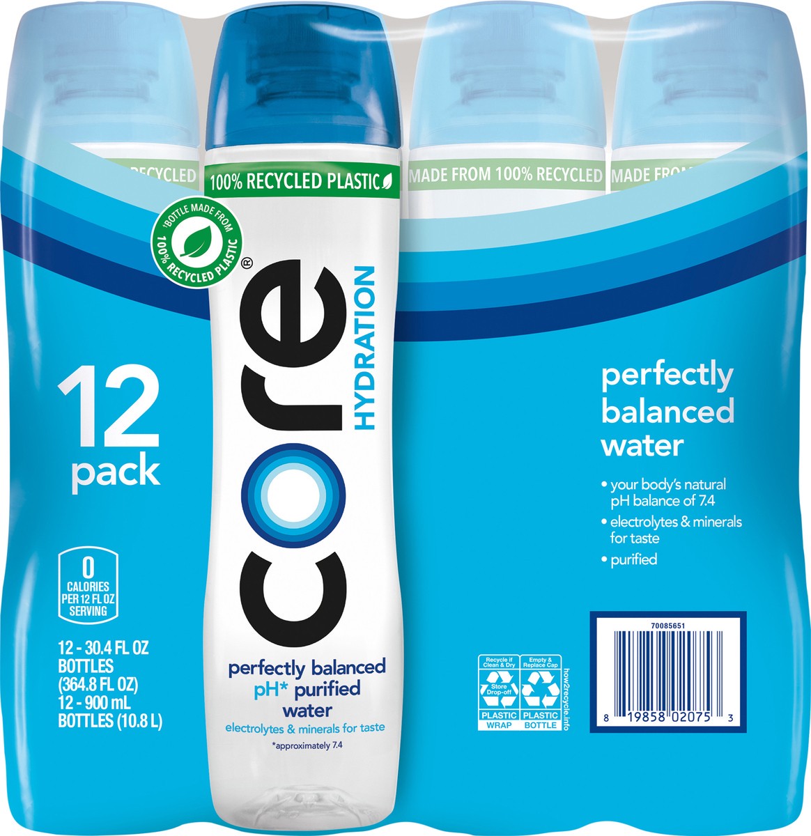 slide 4 of 7, Core Hydration Nutrient Enhanced Water, 30.4 fl oz bottles, 12 Pack, 30.4 fl oz, 12 ct