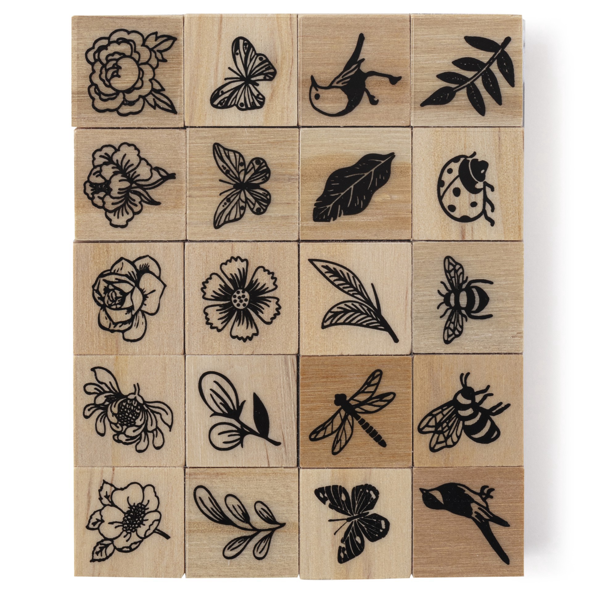 slide 4 of 9, Bugs & Flowers Wood Stamp Set By Recollections, 3.75 in x 3 in x 1.25 in