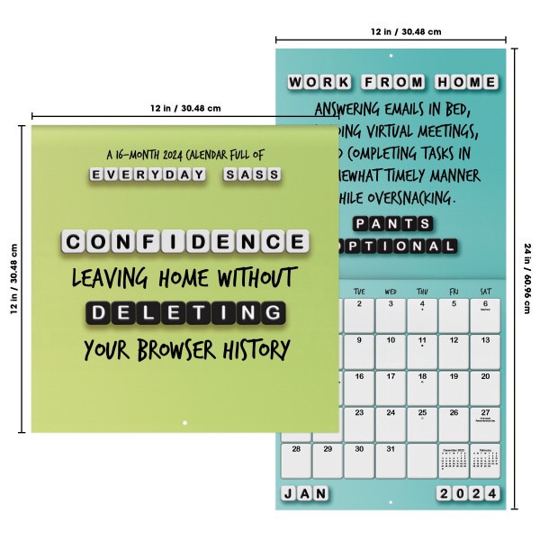 slide 7 of 7, 2024 Dateworks Monthly Wall Calendar, 12"" X 12"", Everyday Sass, January To December 2024, 1 ct