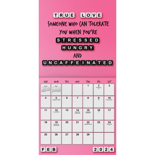 slide 6 of 7, 2024 Dateworks Monthly Wall Calendar, 12"" X 12"", Everyday Sass, January To December 2024, 1 ct