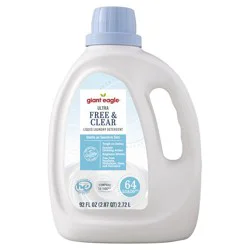 Giant Eagle Liquid Laundry Detergent, Ultra, Free & Clear