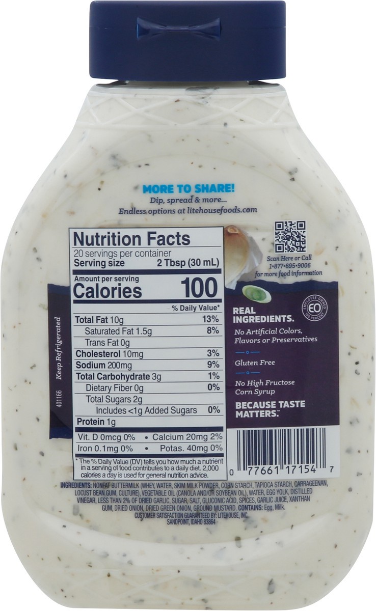 slide 5 of 9, Litehouse Garlic Ranch Dressing & Dip Family Size 20 fl oz, 20 fl oz