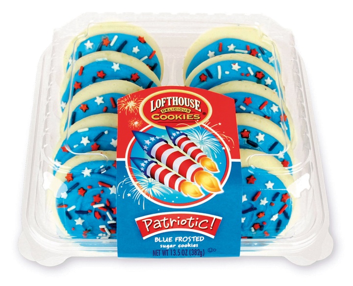 slide 1 of 1, Patriotic Star Shaped Blue Iced-Lh, 14 oz