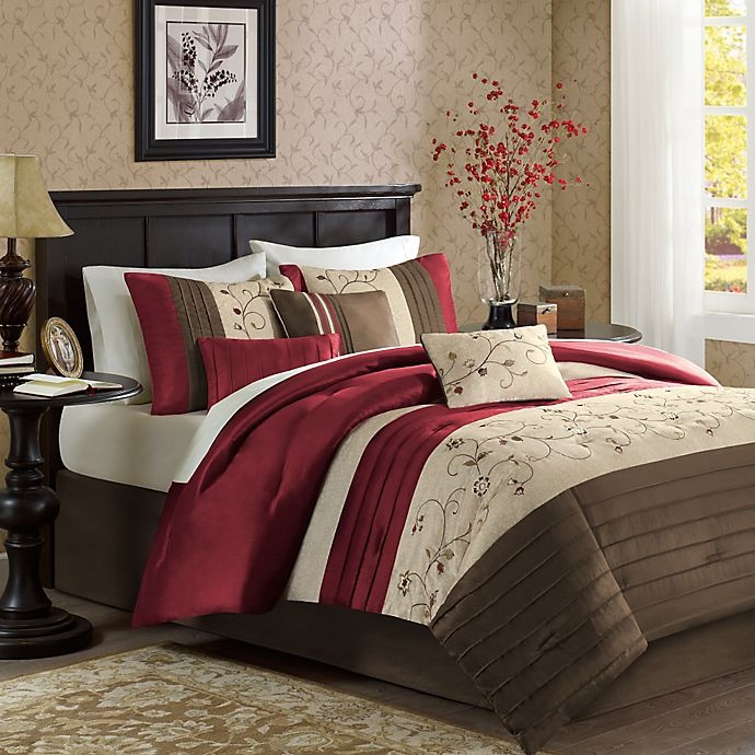 slide 1 of 16, Madison Park Serene King/California King Duvet Cover Set - Red, 6 ct