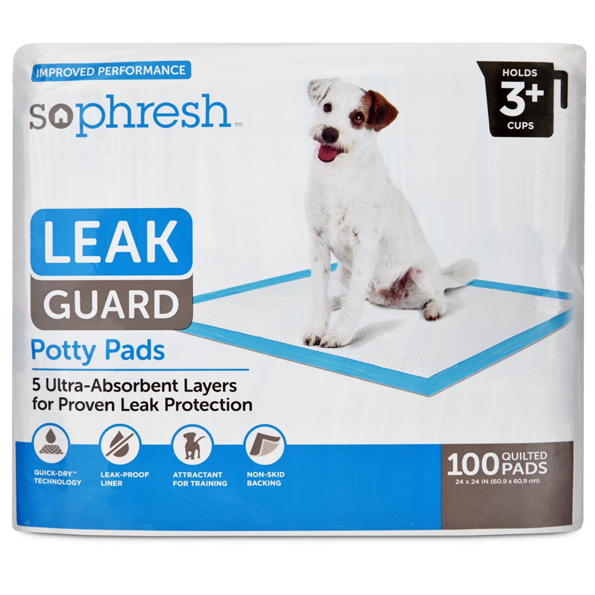 slide 1 of 1, So Phresh Leak Guard Quilted Potty Pads, 100 ct