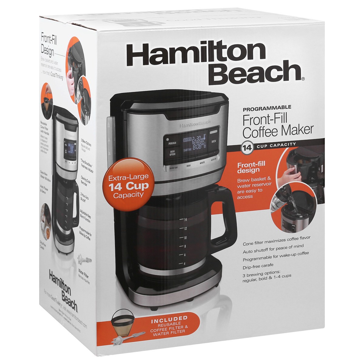slide 5 of 9, Hamilton Beach 14 Cup Capacity Programmable Front-Fill Coffee Maker 1 ea, 1 ct