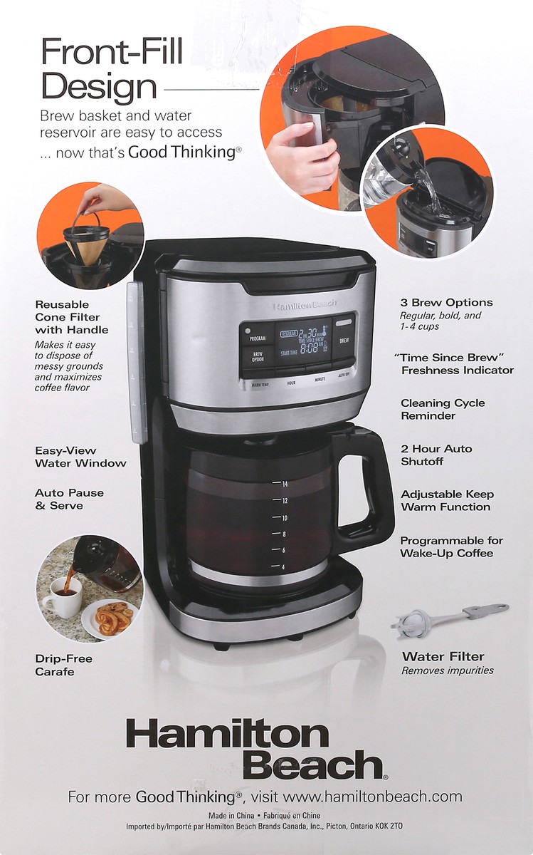 slide 6 of 9, Hamilton Beach 14 Cup Capacity Programmable Front-Fill Coffee Maker 1 ea, 1 ct