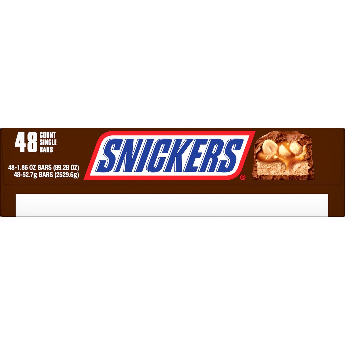 slide 4 of 9, Snickers Full Size Bulk Chocolate Candy Bars, 1.86 oz Bar, 48 ct Box, 89.28 oz