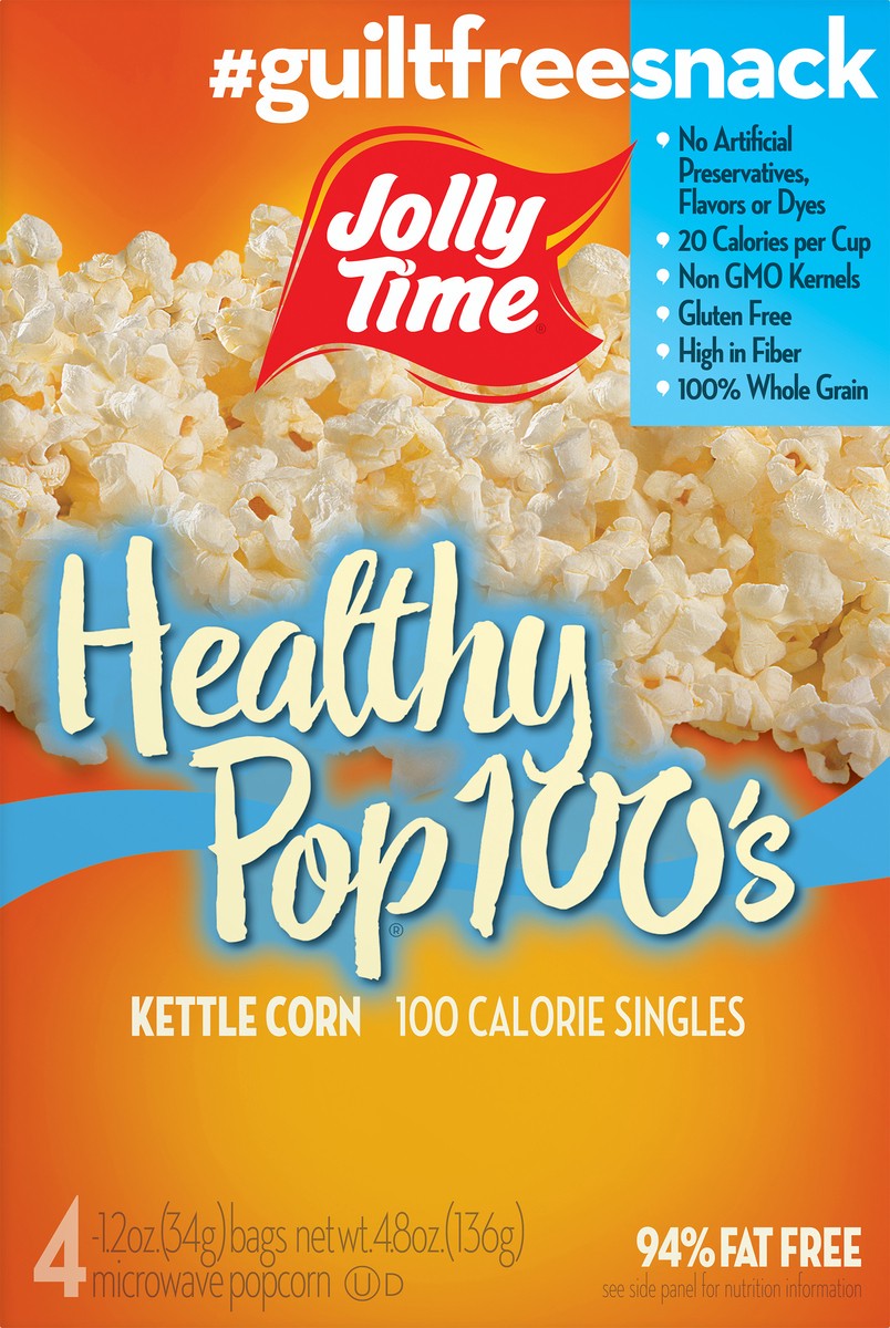 slide 7 of 12, Jolly Time 94% Fat Free 100 Calorie Healthy Pop Kettle Corn Microwave Mini Popcorn Bags, 4 ct