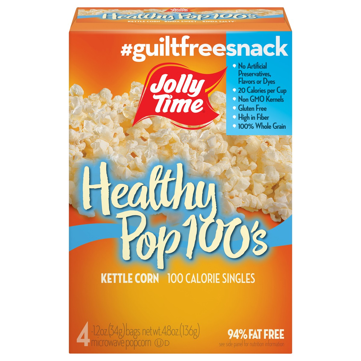 slide 11 of 12, Jolly Time 94% Fat Free 100 Calorie Healthy Pop Kettle Corn Microwave Mini Popcorn Bags, 4 ct