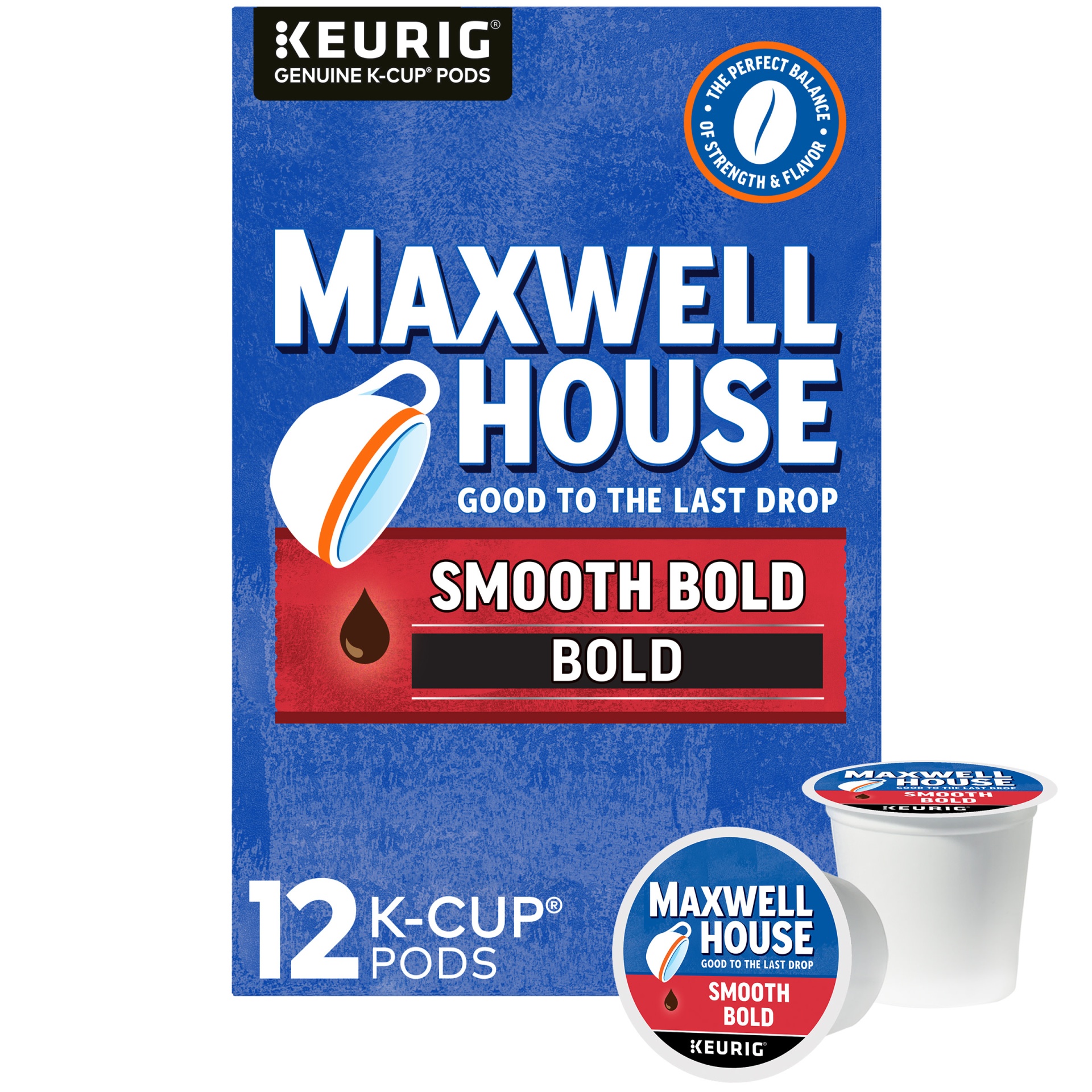 slide 1 of 2, Maxwell House Smooth Bold Dark Roast K-Cup Coffee Pods, 12 ct; 3.7 oz