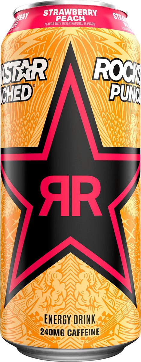 slide 2 of 5, Rockstar Punched Energy Drink Strawberry Peach- 16 fl oz, 16 fl oz