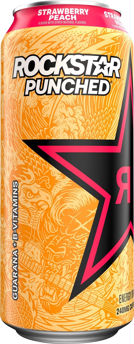slide 4 of 5, Rockstar Punched Energy Drink Strawberry Peach- 16 fl oz, 16 fl oz