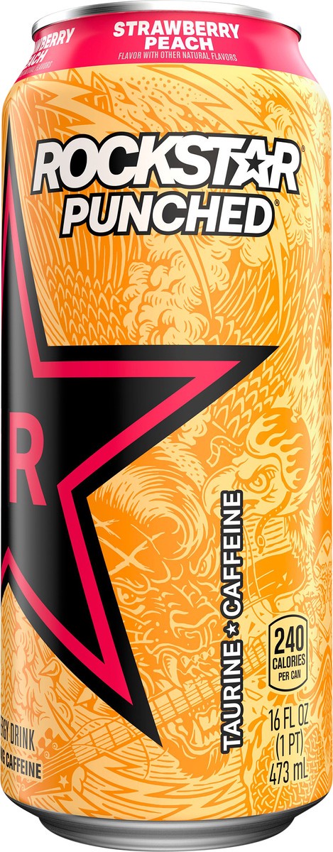 slide 5 of 5, Rockstar Punched Energy Drink Strawberry Peach- 16 fl oz, 16 fl oz
