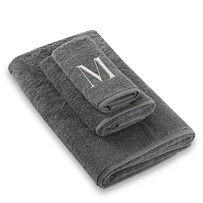 slide 1 of 1, Avanti Premier Silver Block Monogram Letter M Fingertip Towel - Granite'', 1 ct