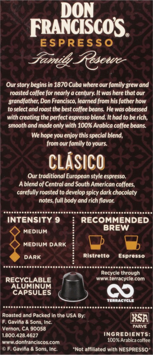 slide 9 of 9, Don Francisco's Family Reserve Clasico Espresso Capsules - 10 ct, 10 ct